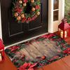 1pc Poinsettia & Red Cardinal Welcome Doormat, Machine‑Washable Floor Mat for Bathroom, Living Room, Bedroom, Kitchen, Office