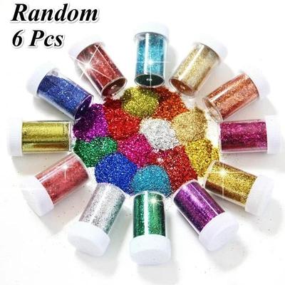 6 Flaconi di Polvere Glitterata Colorata Casualmente Polvere Glitterata per Nail Art Strumento Fai da Te Fatto a Mano Accessori Polvere Decorativa per Pittura