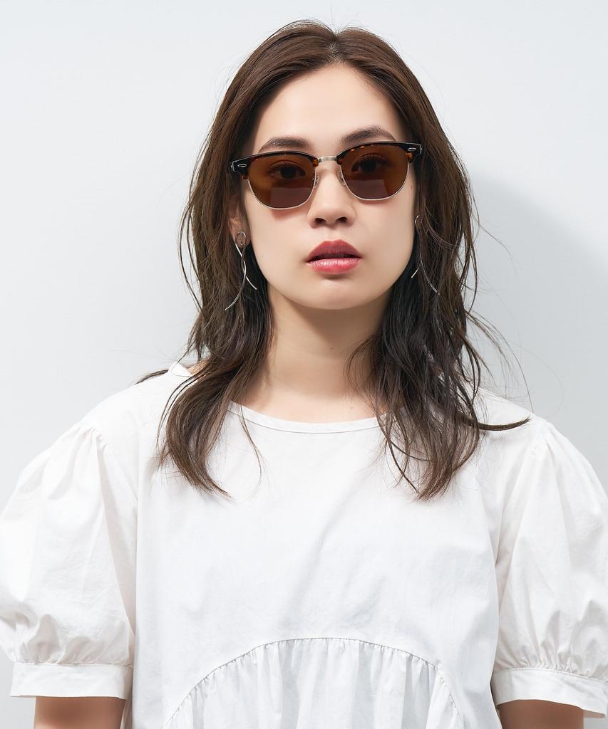 CUT Sunglasses Browline UV for Gold [Zoff] SUNCUTGlasses/UV100% Wellington-style (Brown (Demi Pattern) ZP241G02_49A1) Half-frame, Anti-slip,