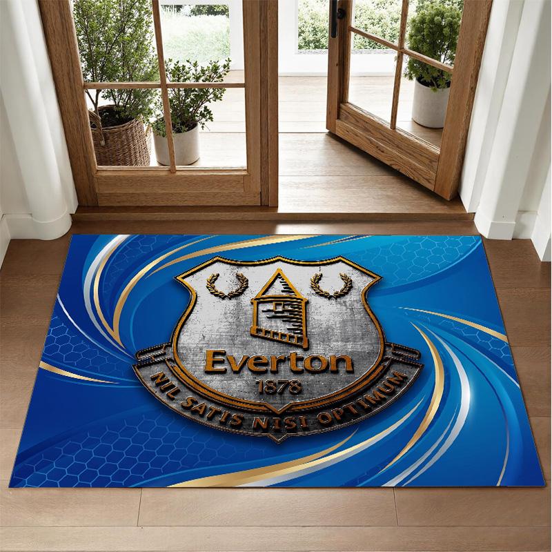 Everton Football Design Crystal Velvet Rug Soft Decorative Mat for Bedroom Entrance