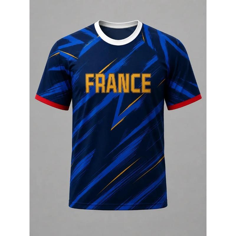 France Style T-Shirt Men Women 3D Print Textured Graphic Top Short Sleeve Casual Streetwear Breathable Quick Dry Summer Wear