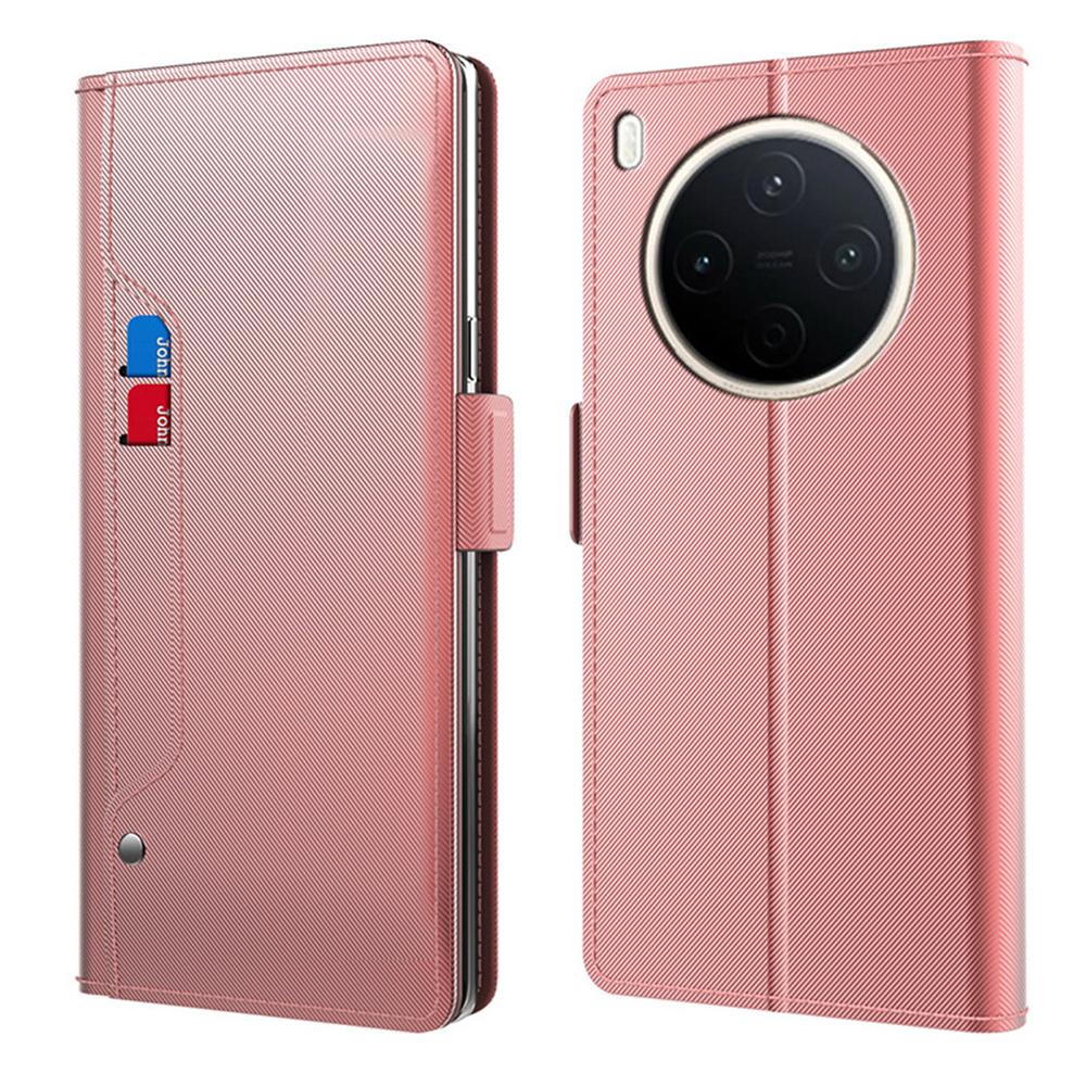 For vivo Y500 Pro 5G Case Stand PU Leather Phone Cover Card Holder Mirror