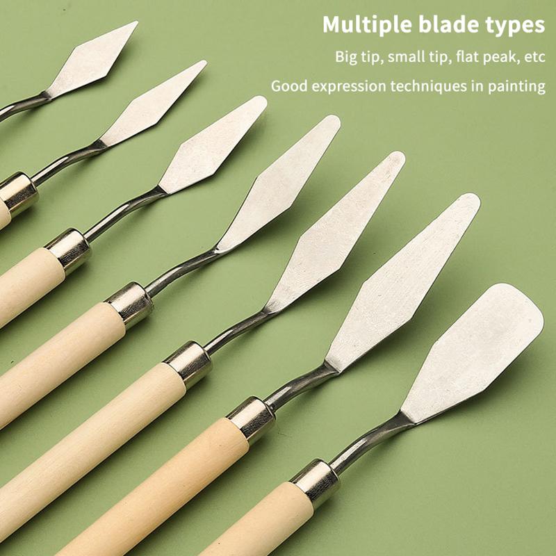 7Pcs/Set Stainless Steel Oil Painting Knives Artist Crafts Spatula Palette Knife Oil Painting Mixing Knife Scraper Art Tools