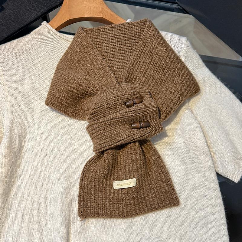 

Knitted Scarf Women Wool Winter Warm Scarves Bright Solid Color Design Thickened Shawl Soft Triangle Pashmina Neck 15x80cm