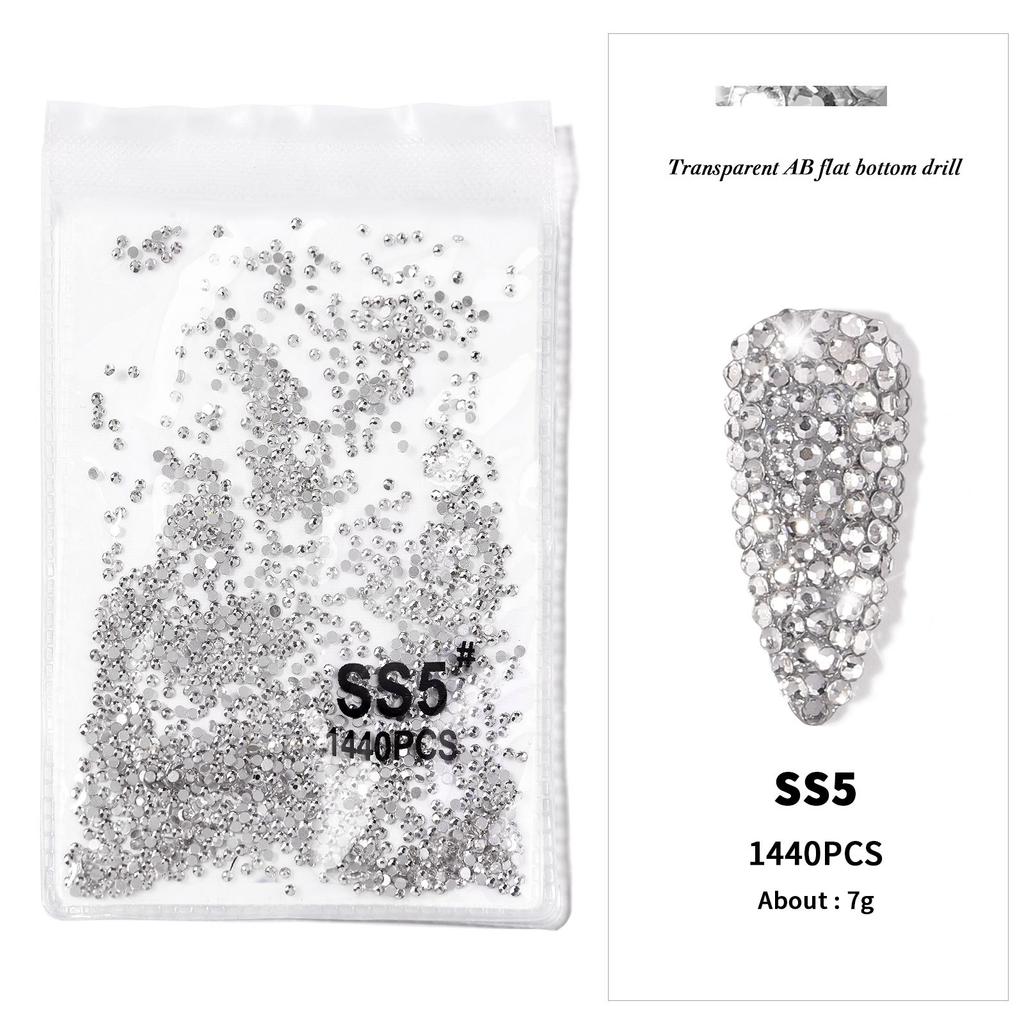 Nail Art Flat Bottom Drill Transparent Drill Ab Drill Nail Drill Diy Nail Ornament Nail Art Ornament Rhinestone