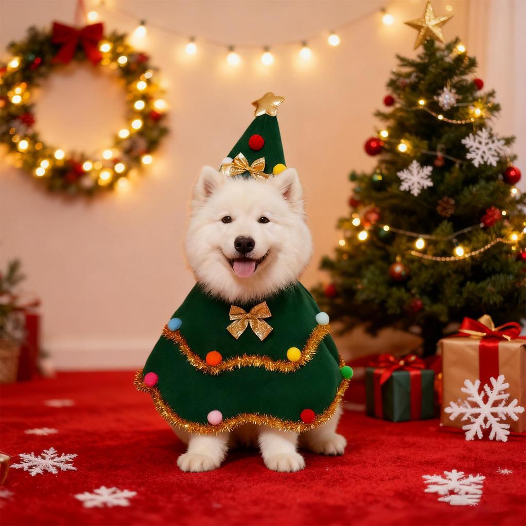 Christmas Dog Clothes Christmas Tree Pet Outfit Funny Puppy Costumes For Party Gathering Holiday Photograph Walking Outdoor