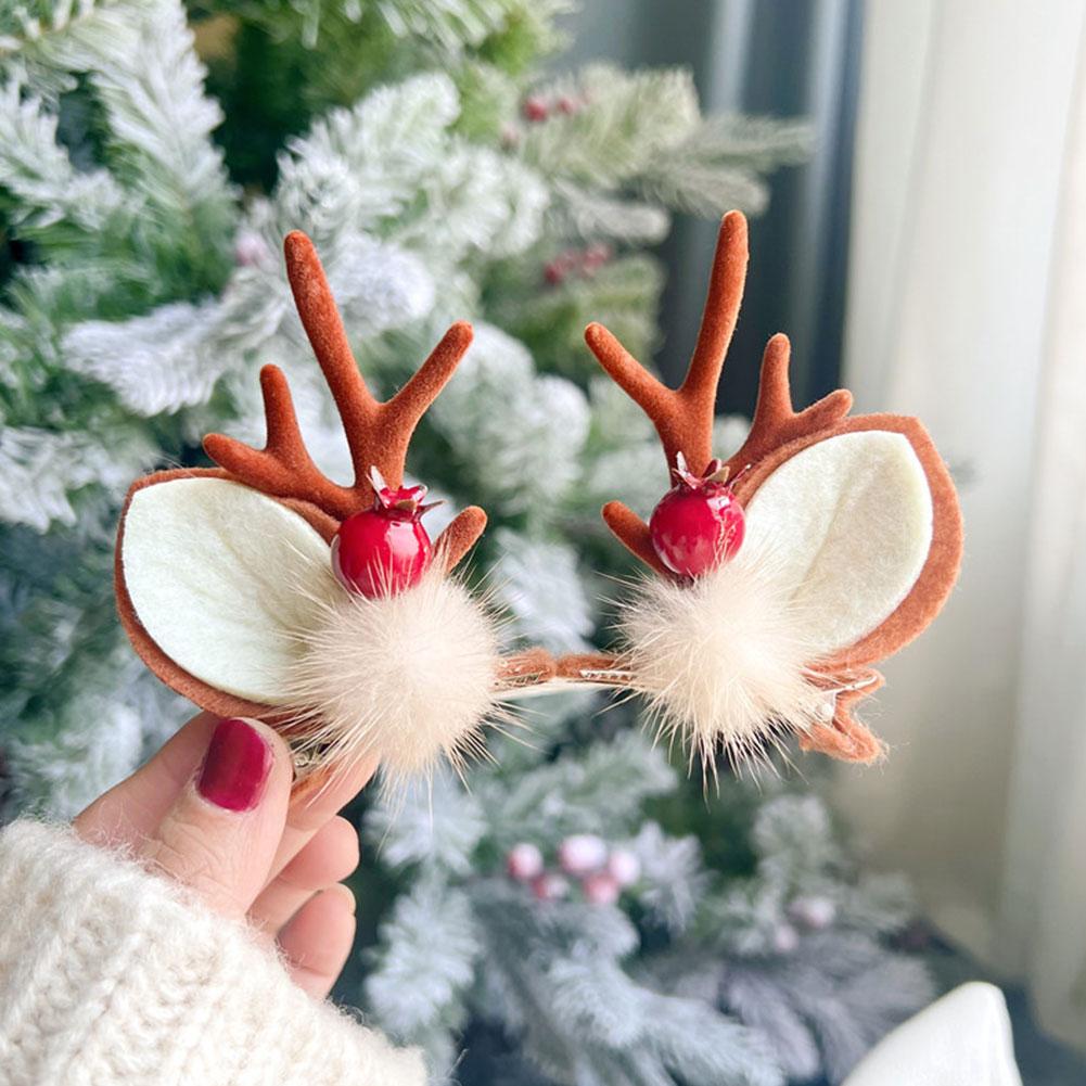 Christmas Antler Hair Clip Plush Hair Accessory Headwear Cute Barrettes Christmas Decoration Festival Gift For Women Girl