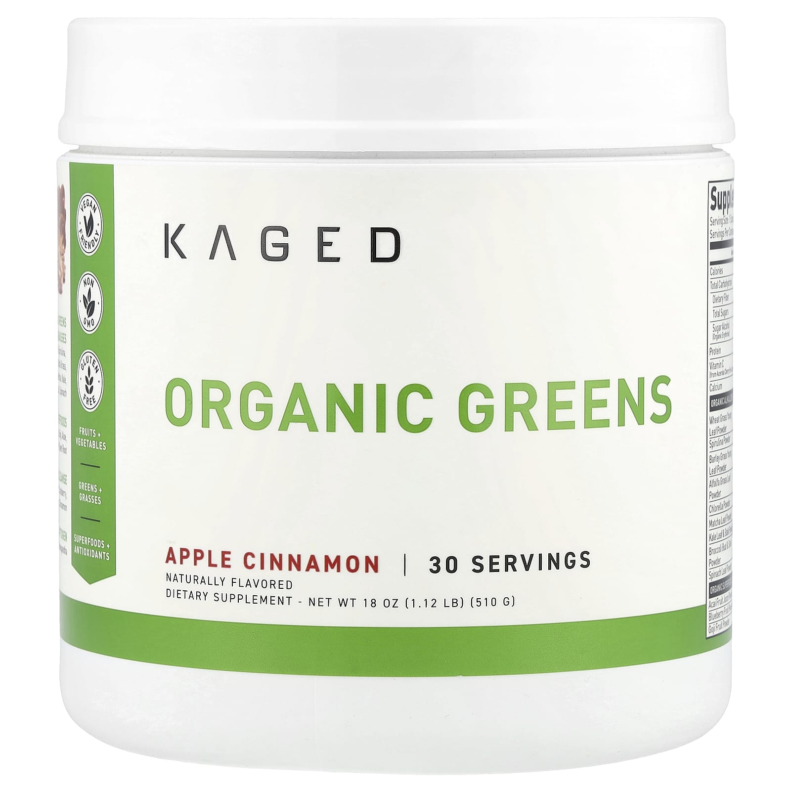 

Kaged, Organic Greens, Apple Cinnamon, 18 oz (510 g)