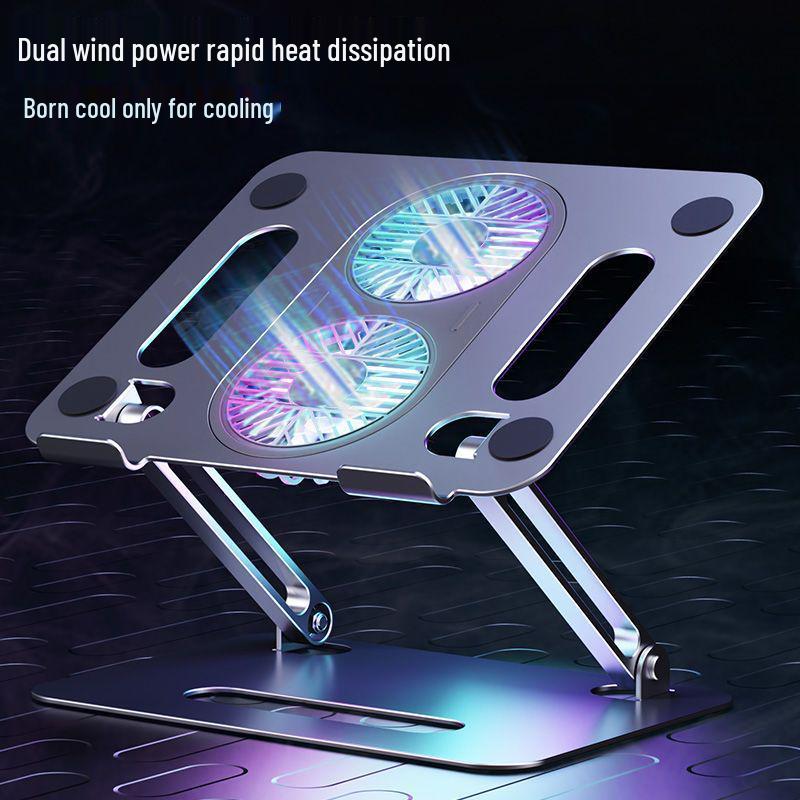 Aluminum Alloy Laptop & Tablet Cooling Stand with Fan - Foldable Design