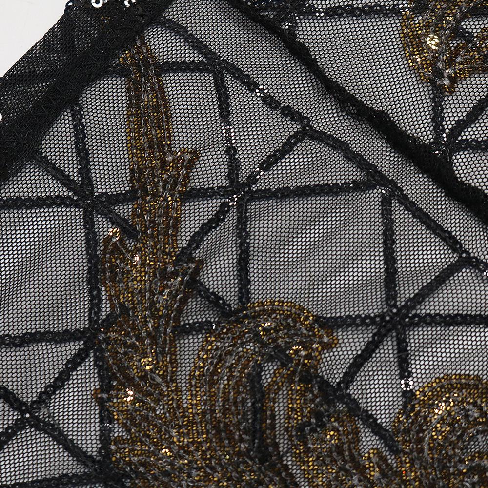 Women's Fashionable Sequined Long-sleeved Body-hugging Fishtail Dress and Slimming Dress