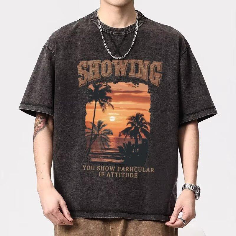 

Мужская футболка с коротким рукавом, свободная, повседневная, трендовая, летняя, корейская версия, простые топы с рукавом до локтя M серый