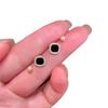 Black Square Pearl Stud Earrings Set of Four - Silver Hooks, Elegant Ear Accessories