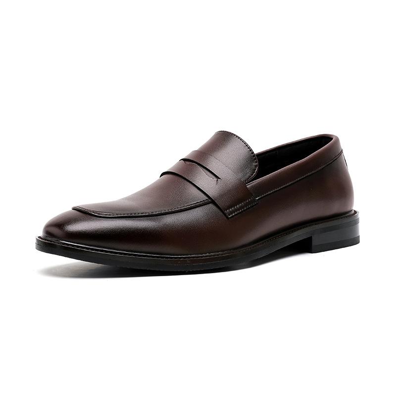 big size men casual business wedding formal dress shoes slip-on driving shoe black brown summer loafers original leather sneaker