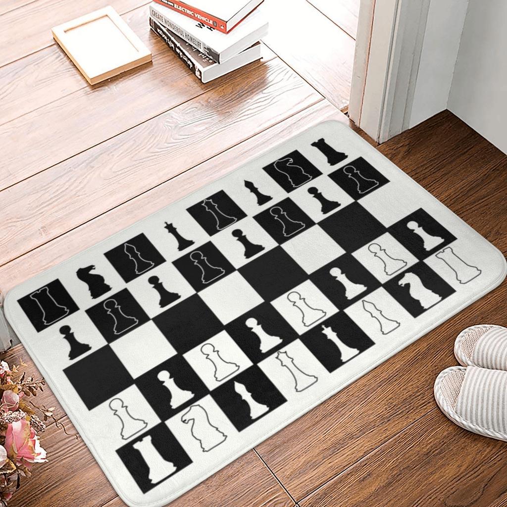 Classic Checkerboard Front Door Mat Anti-Slip Indoor Absorbent Chess Board Doormat Kitchen Bedroom Entrance Rug Carpet