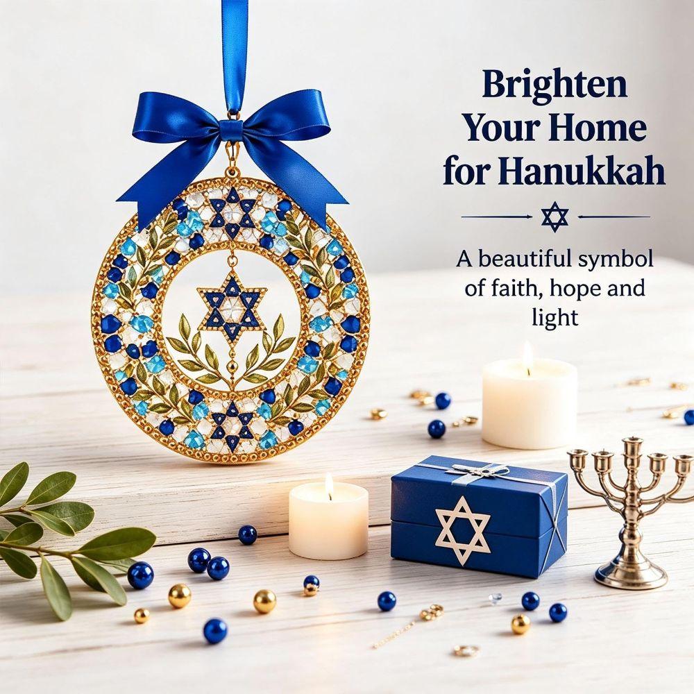 Mosaic Tiles DIY Hanukkah Mosaic Wreath Kit Ribbon Bow Star of David Wreath  Mosaic Art Kit