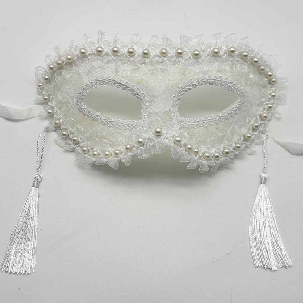 Creative Pearl Lace Half-Face Mask Lace Fringe Mask Masquerade Fancy Prom Women Cosplay Halloween Party Ball Mask Face Cover