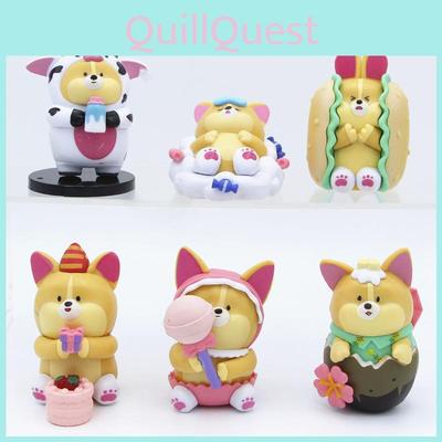 Entzückende PVC Foodie Corgi Figuren mit Hamburger Kuchen Süßigkeiten Designs Sammlerstücke
