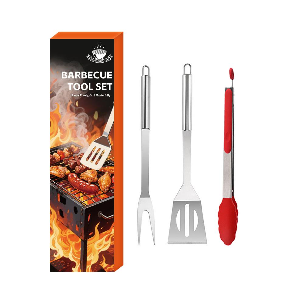 BBQ Barbecue Tool Set Stainless Steel Fork Shovel Clip Outdoor Grill Bag 21 Piece Set