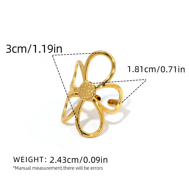 LATS Stainless Steel Hollow Daisy Flower Open Rings for Women Fashion Two colors Anti Allergic Rust Jewelry