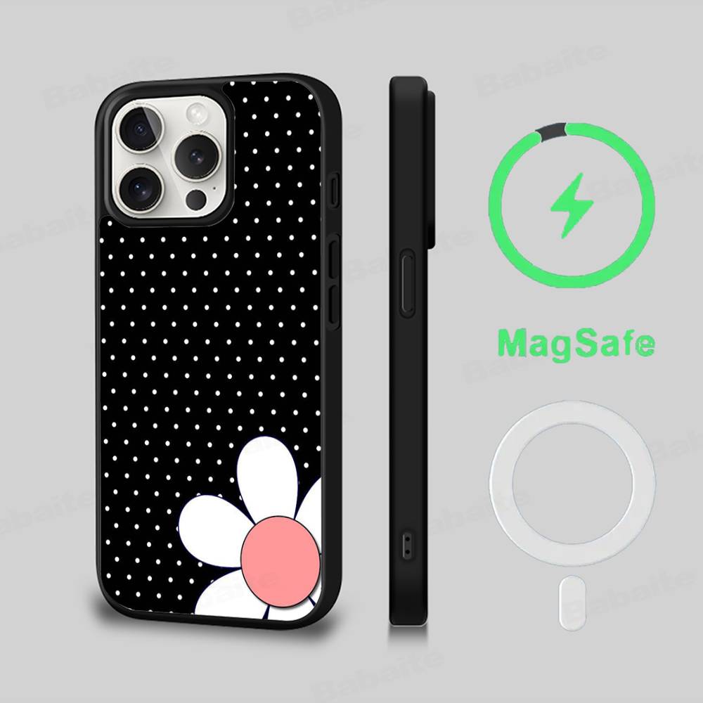 

Black And White Polka Dot Phone Case Magnetic Case For IPhone 16 14 13 12 11 15 Pro Max Plus For Magsafe Wireless Charge Cover iPhone 11
