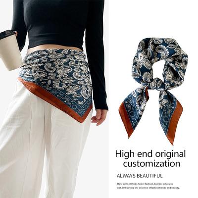 Trendy Retro Pattern Girdle Scarf Stacking Wearing Multifunctional Silk Scarf High-end Mountaineering Scarf Christmas Gifts