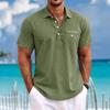 Summer Men's Short Sleeve T-shirt Linen Casual Men's T-shirt Solid Color Summer Shirt for Men Comfortable and Breathable