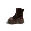 Sheepskin version~ Korean pleated piled boots round head flat bottom western cowboy boots women's new Martin boots short boots