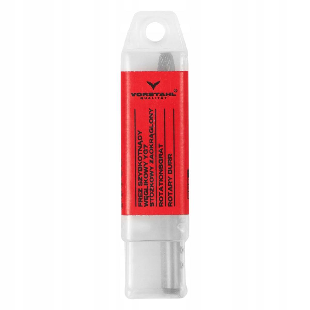 YG7 High-speed Carbide Milling Cutter, Conical, Rounded, 8x22mm, FI 6mm, Vorstahl