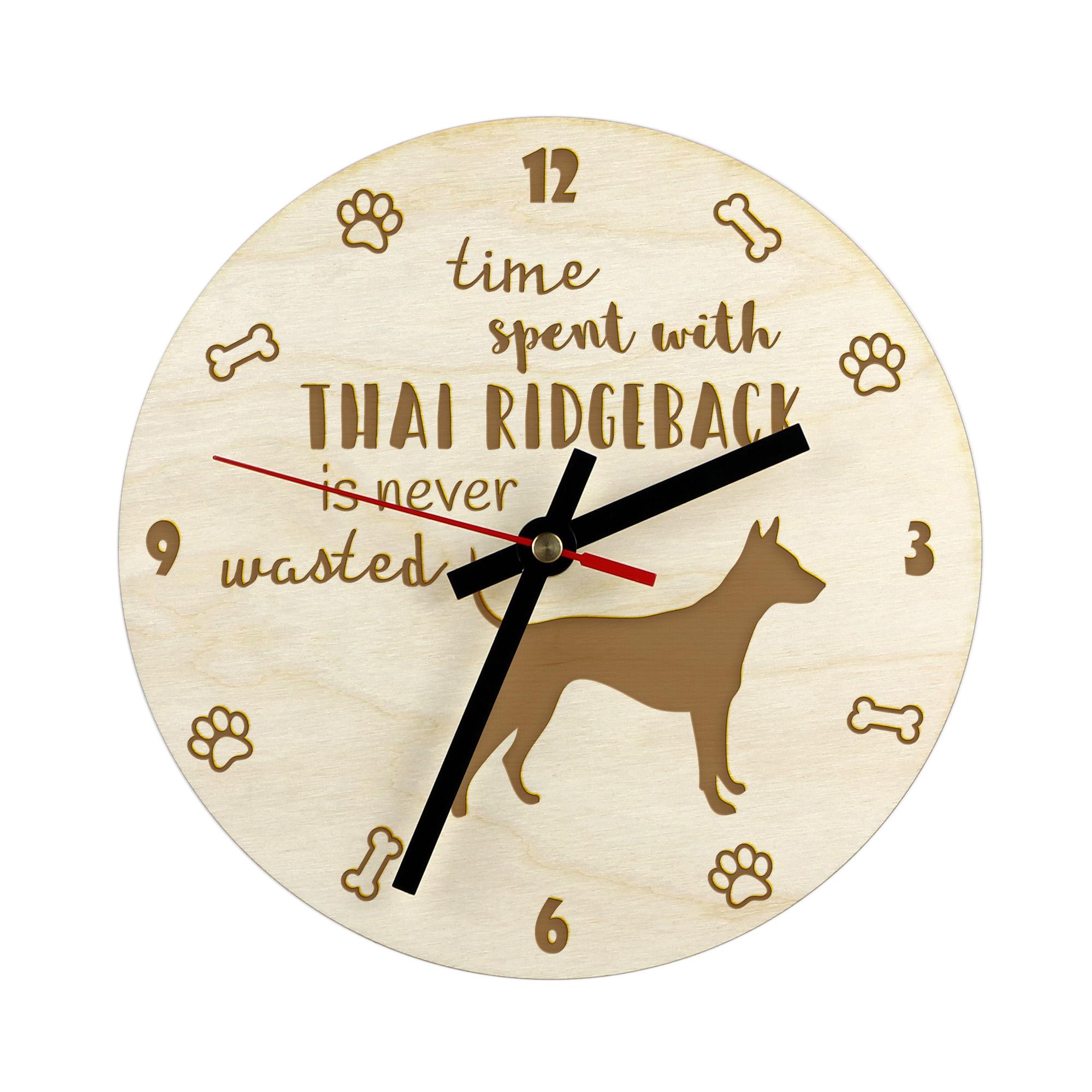 

Thai Ridgeback - clock with dog, wooden clock with engraving, personalised clock by Art-Dog