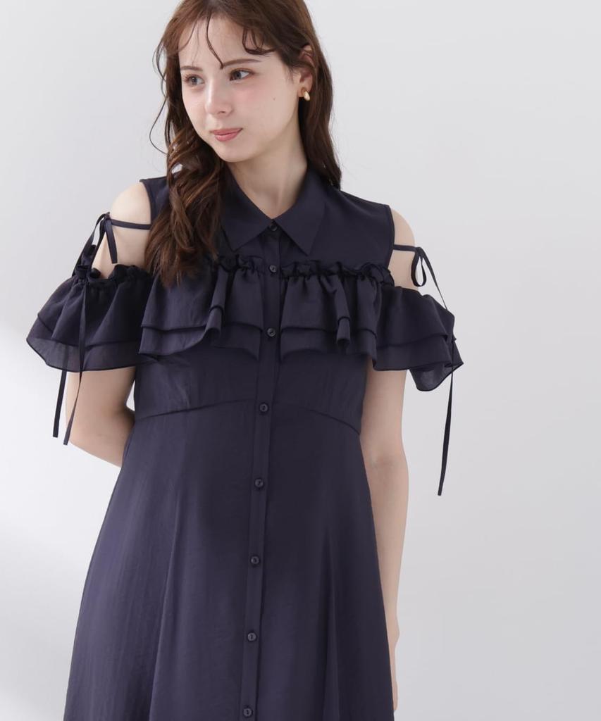 BODY Frill Shirt Dress [PROPOTION DRESSING] [Navy/M]