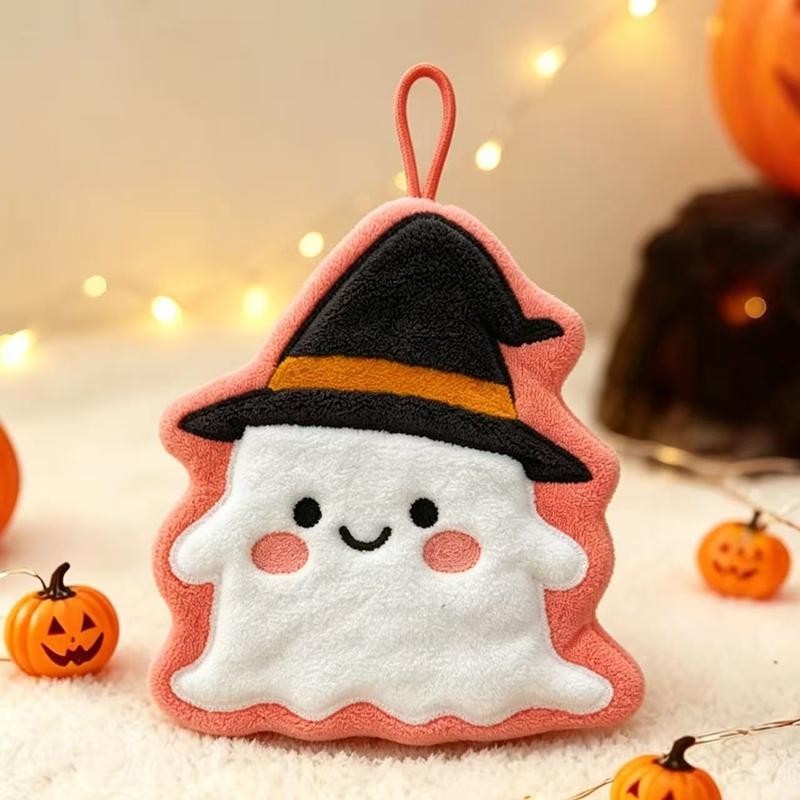 Halloween Hand Towel Cartoon Pumpkin Ghost Bat Handkerchief Halloween Absorbent Towel Kitchen Hanging Towel Bathroom Handcloth