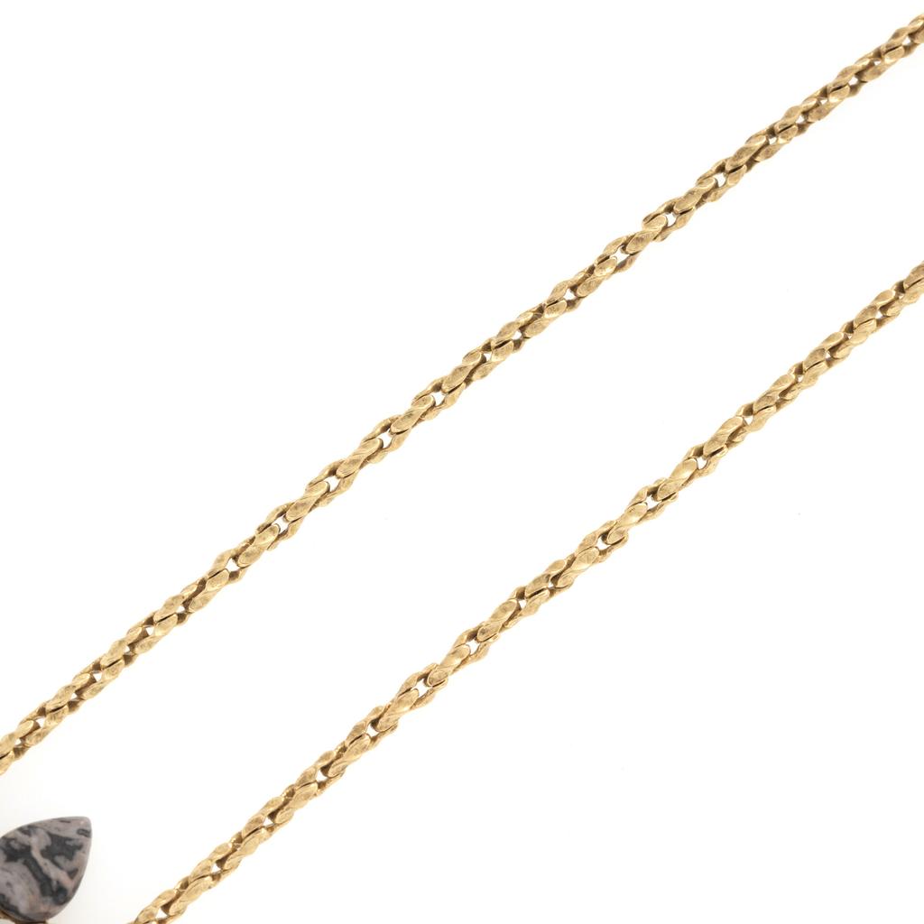 Natural Stone Flower Necklace Copper Alloy Plated Old Gold Temperament Niche Light Luxury High-End Earrings Women