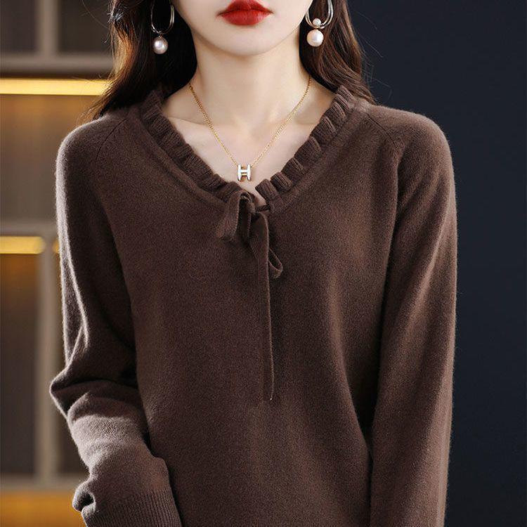 Damen Vielseitiger Strickpullover mit Schnürung: Rollkragenpullover, Übergröße, Lockere Passform für Herbst/Winter