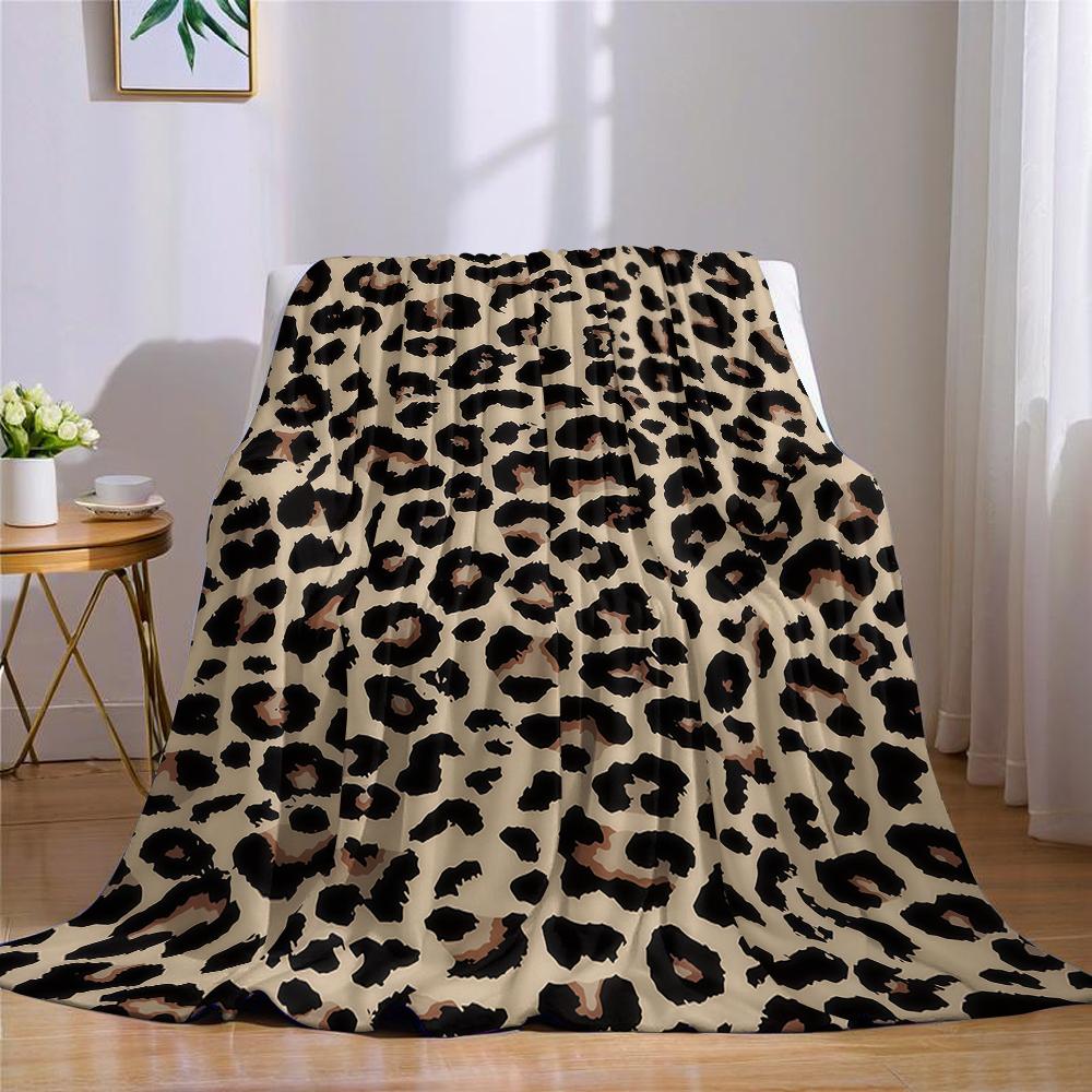 Tijdloos Luipaardprint Flanellen Deken Warm Zacht Halloween Kerst Bank Warm Gezellig Decoratief Decor Cadeau voor Elk Seizoen