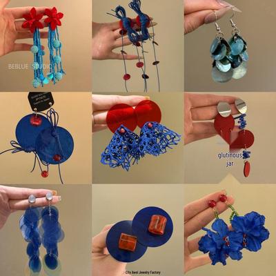 Women's Ethnic Floral Tassel Earrings: Retro Beaded Color Block, Light Luxury Niche Design.