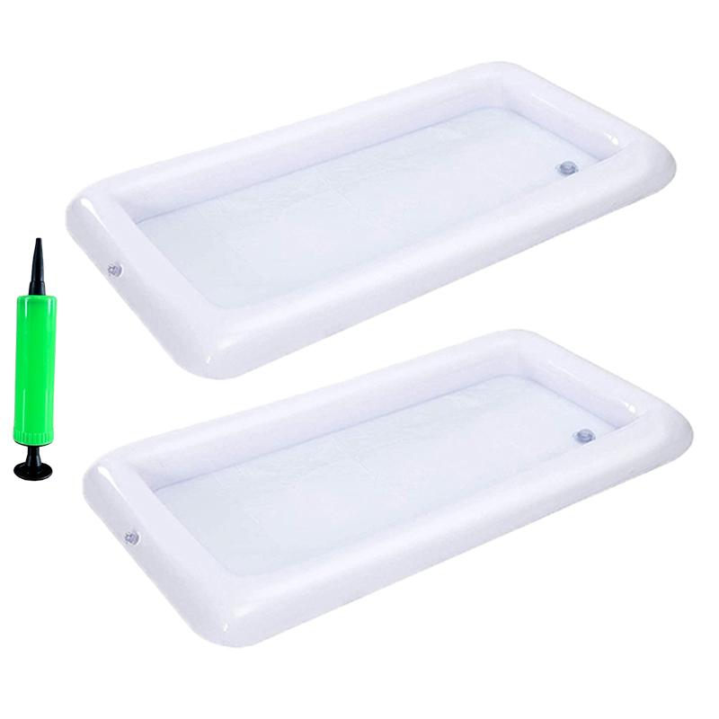 2pcs Inflatable Serving Bar Salad Ice Tray Food Drink Containers - BBQ Picnic Pool Party Supplies Buffet Luau Cooler