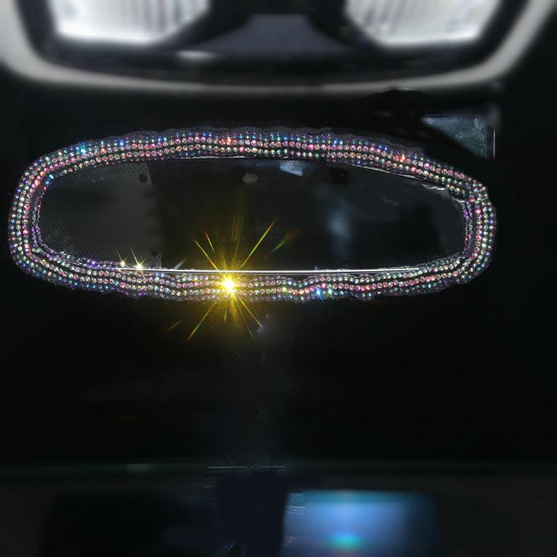 

Bling Diamond Bow Car Mirror Cover Universal Stretch Crystal Auto Interior Rearview Mirror Case Decor Accessories For Women