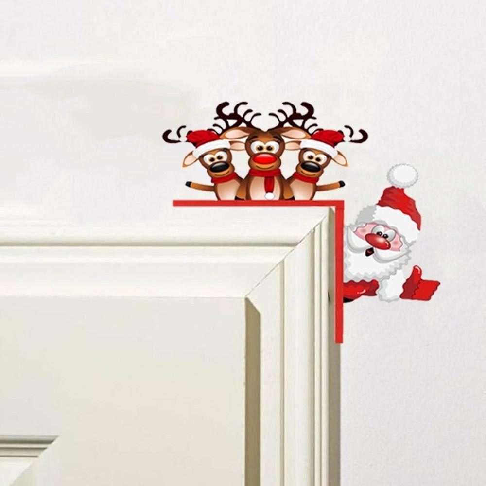 

Santa Christmas Door Corner Sign Reindeer Santa Claus Door Frame Office