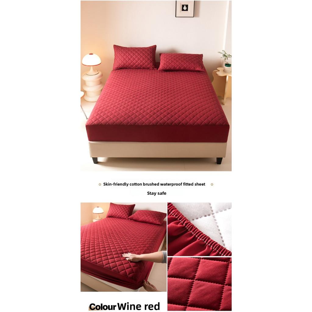 Wasserdichter Bettlaken-Schutzbezug – weich und komfortabel, dick und vollständig abdeckend, geprägtes, einfarbiges Bettlaken mit Ultraschalltechnologie