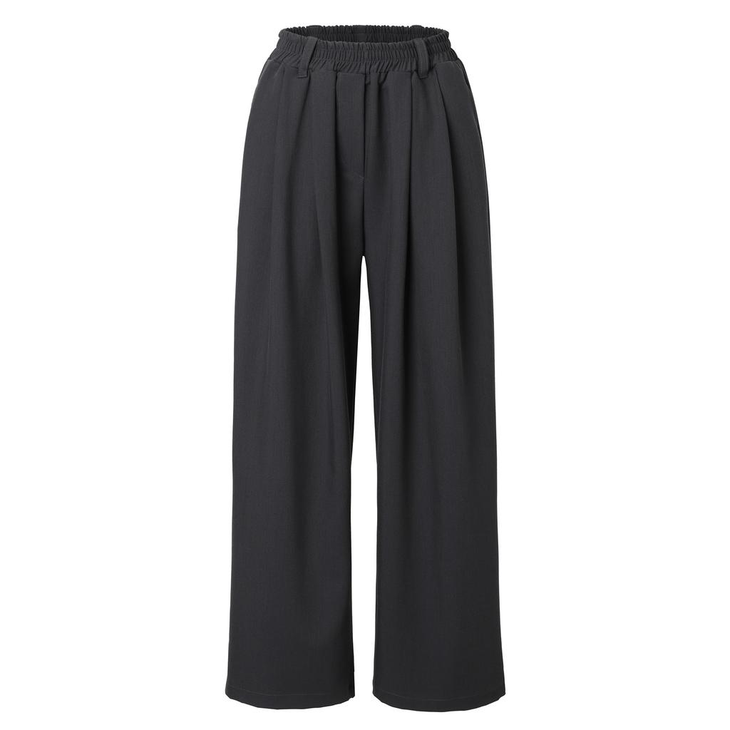 Kakipointeu Pintuck Wide Slacks (Charcoal)