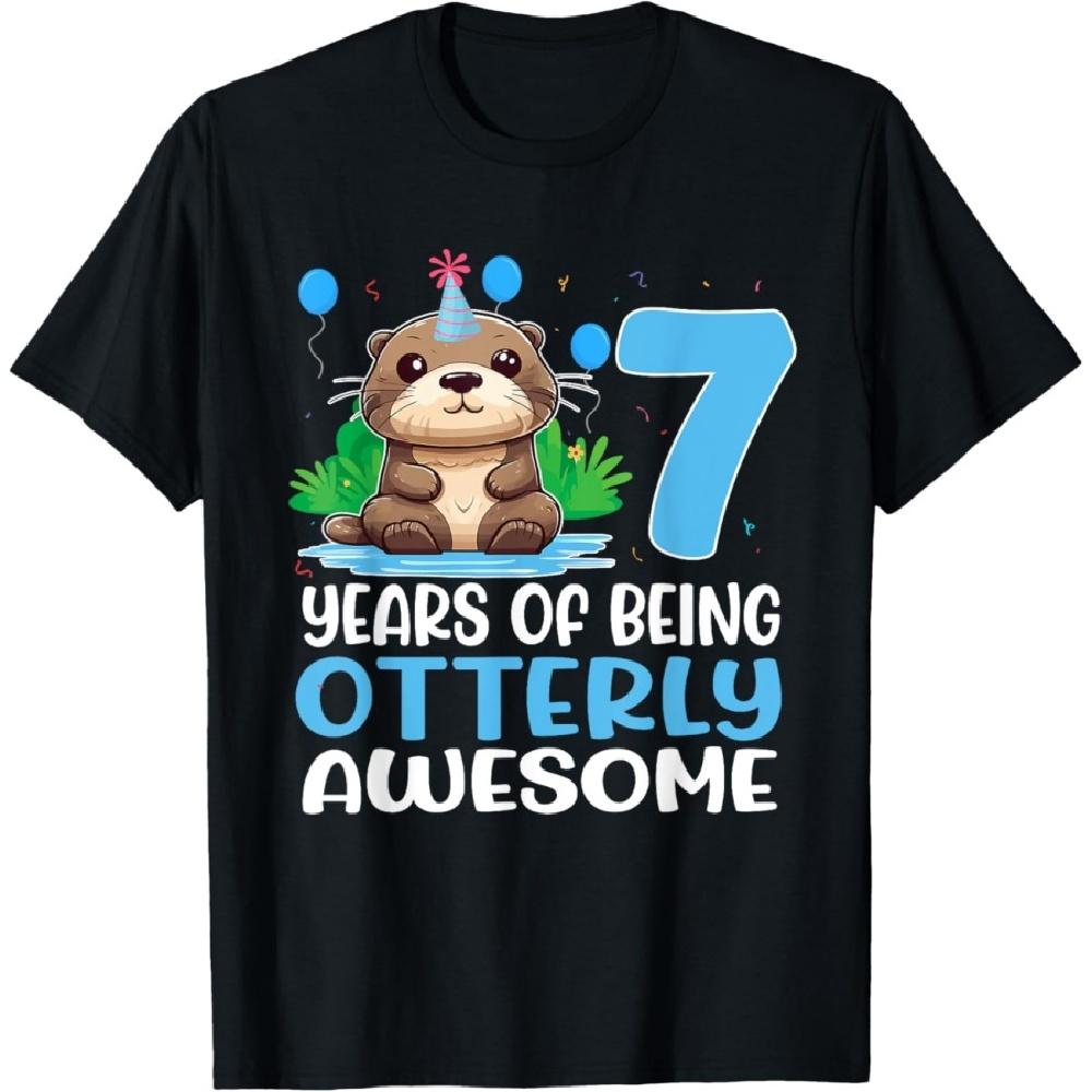 

7 Years Of Being Otterly Awesome 7th Birthday Cute Otter T-Shirt XXXXXL