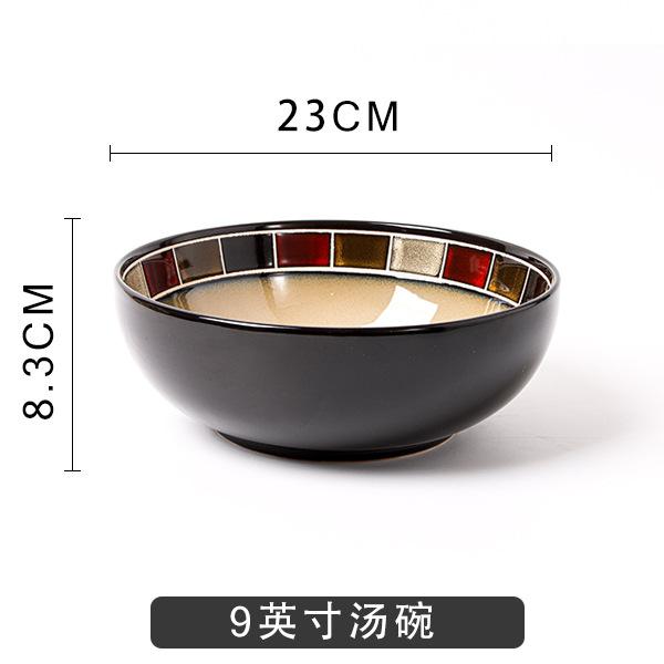Chinese Ceramic Tableware Creative Hand-painted Soup Bowl Home Fruit Salad Bowl Large Noodle Bowl Restaurant