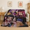 Kpop Demon Hunter Rumi Mira Zoey Cartoon Group Flannel Blanket Soft Warm Throw Blanket for Bedroom Living Room Bed Travel Gift