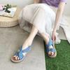 Women's Summer Flat-bottomed Sandals All-match Denim Cloth Cover Roman Shoes Korean Version Non-slip Wear-resistant Sandals Slippers