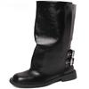 Punk Style Damen Western Cowgirl Stiefel Mode Gürtelschnalle Schuhe Herbst Winter Dicker Absatz Damen Ritter Kurze Stiefeletten