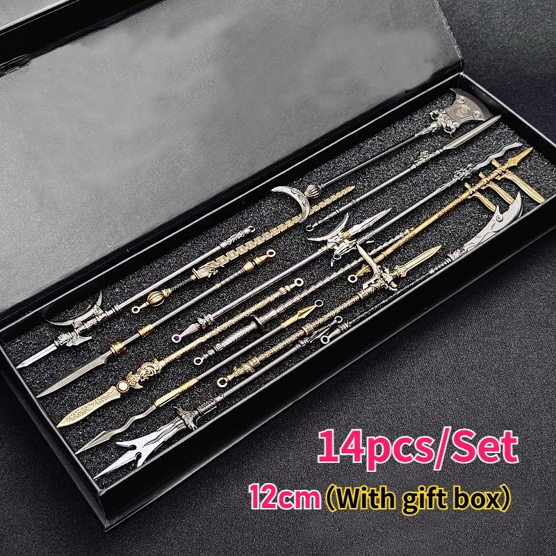 

14pcs Ancient Mini Katana Fake Sword Model Decorations with Gift Box Anime Game Enthusiast Collectibles Gift Home Office Decor