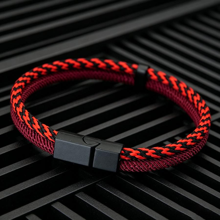 Stylish Color Block Design Men Cord Bracelet Premium Selected Ethnic Fabric Charm Braslet 8 Color Options Casual Versatile Joias