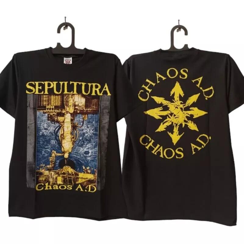 Футболка Sepultura Chaos, Графическая, Двусторонняя, Черная, Унисекс, Перепечатка S-5XL, Футболка Унисекс XXXXL