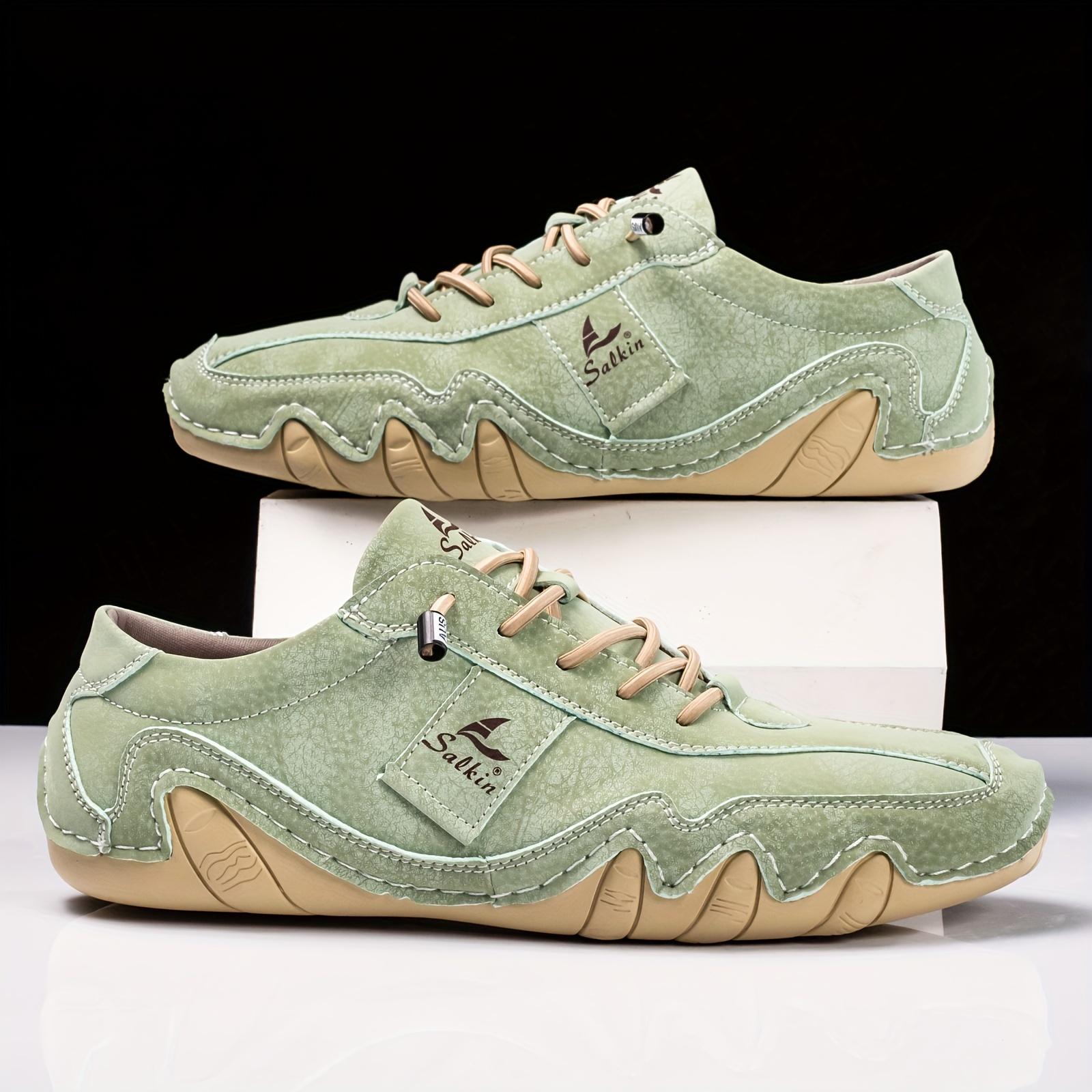 

Модные новые кроссовки в стиле ретро, с прострочкой, повседневные, дышащие, износостойкие, нескользящие, на шнуровке, для мужских видов спорта на открытом воздухе 43 яблочный зеленый