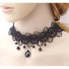 Women Girls Gothic Black Lace Necklace Boho Crystal Sexy Halloween Party Lace Necklace